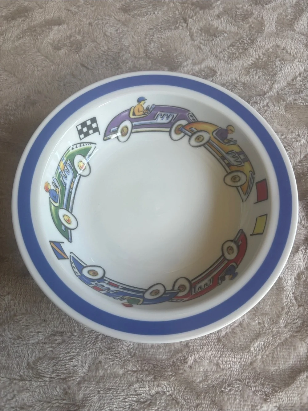 Vintage Tiffany & Co. Race Cars 3 Pc Children's Dinner Set